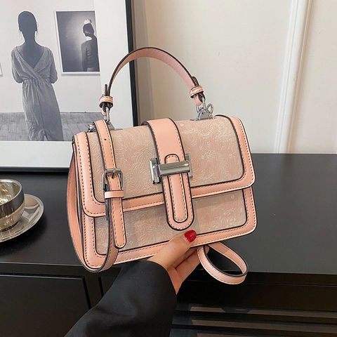 Borsa a Tracolla Vintage da Donna in Jacquard Floreale Splicing in Pelle PU Borsa Quadrata alla Moda Con Tracolla Regolabile