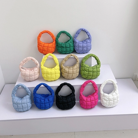 Bolso Nube de Moda para Mujer Nailon Acolchado Plisado Bolso Hobo Puffer Ligero Color Sólido Cierre de Cremallera Diario