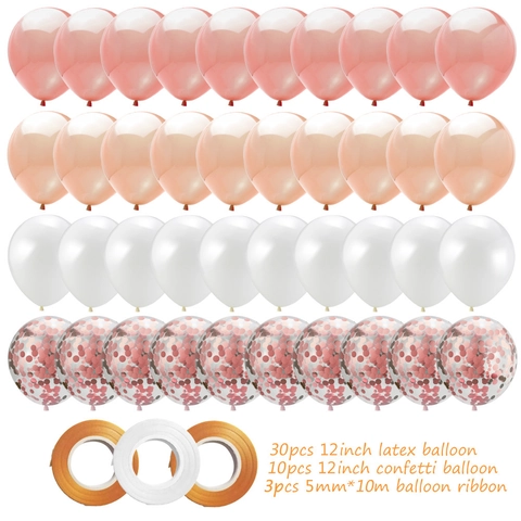 Set di 40 Palloncini in Lattice Coriandoli Oro Rosa Con Nastri per Decorazioni Feste Matrimonio Compleanno Palloncini 12 Pollici