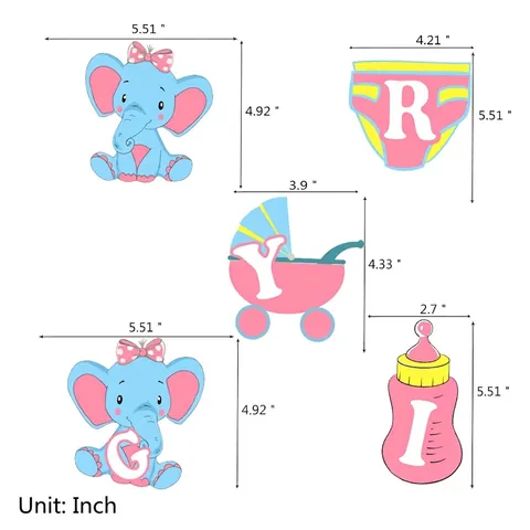 Striscione per Festa di Rivelazione del Genere con Elefante Sweet Baby Boy Girl Bandierine Decorazione Compleanno Rosa Blu