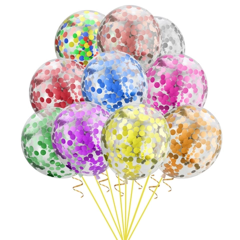 Transparent Latex Confetti Balloons Set With Glitter Sequins And Ribbon For Birthday Wedding Graduation Party Supplies
