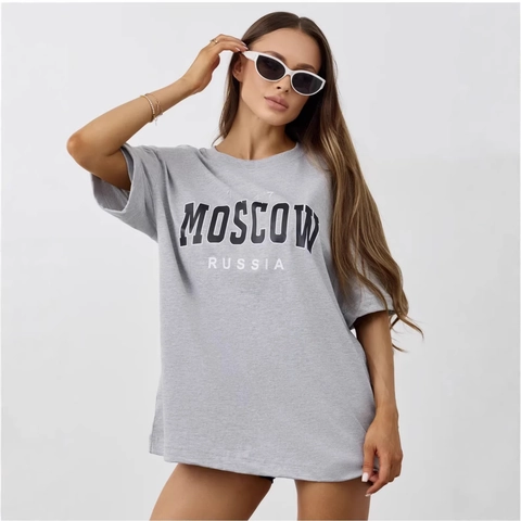 Dames Moskou Rusland 1147 Grafisch Katoenen T-Shirt Casual Korte Mouw Oversized Ronde Hals Streetwear Zomertop