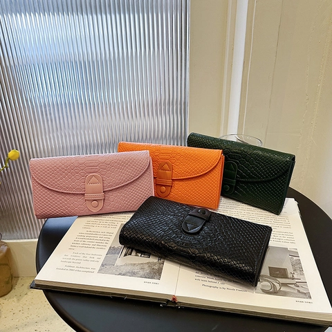 Damen Mode Lange Geldbörse Krokodilmuster PU Leder Clutch Magnetverschluss Kartenhalter Täglich Handtasche Geschenk
