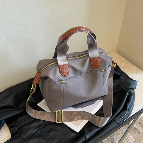 Women Fashion Canvas Tote Bag Large Capacity Casual Shoulder Crossbody Bag With Stitching Detail Solid Color Commuter Handbag
