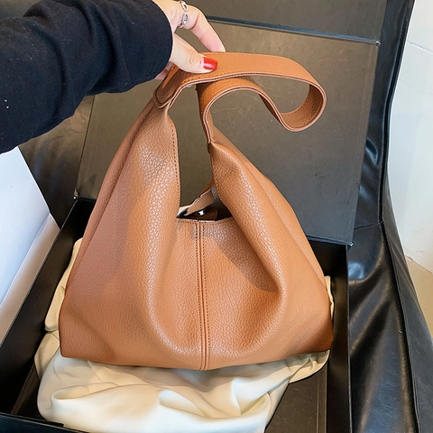 Sac Cabas Femme Grande Capacité Minimaliste en Cuir PU Grain de Litchi Sac à Bandoulière Hobo Avec Sous Sac Sac à Main de Navigation