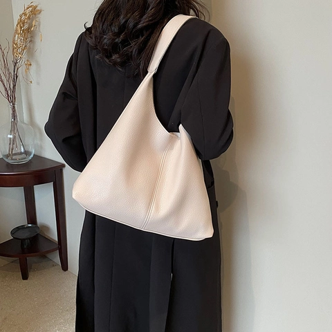 Sac Cabas Femme Grande Capacité Minimaliste en Cuir PU Grain de Litchi Sac à Bandoulière Hobo Avec Sous Sac Sac à Main de Navigation