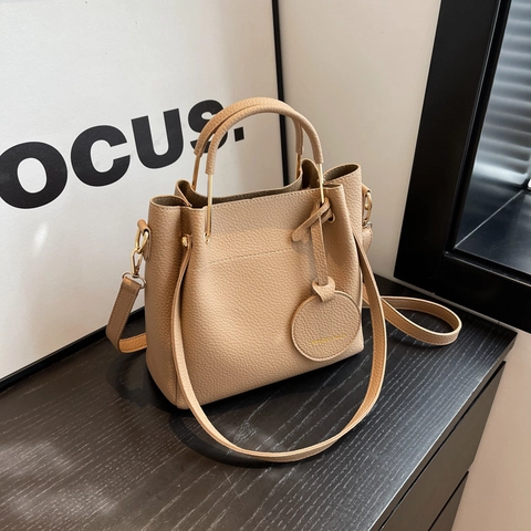 Damen Mode Einfach Große Kapazität PU Leder Litschi Muster Tragetasche Vielseitig Schulter Crossbody Handtasche Beuteltasche