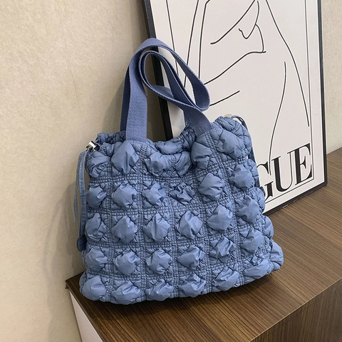 Modische Damen Tragetasche Mit Großer Kapazität Und Gesteppter Blasenstruktur Nylon Schultertasche Lässig Pendler Einkaufstasche