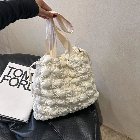 Modische Damen Tragetasche Mit Großer Kapazität Und Gesteppter Blasenstruktur Nylon Schultertasche Lässig Pendler Einkaufstasche