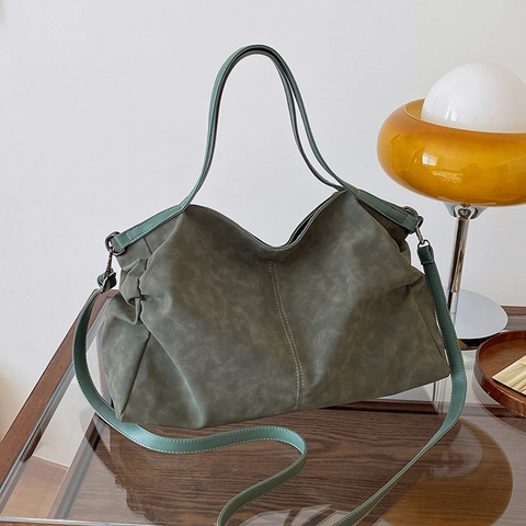 Große Kapazität Matte PU Leder Tragetasche Vintage Weiche Schulter Umhängetasche Für Frauen Täglich Pendeln Arbeit Schule Reisen