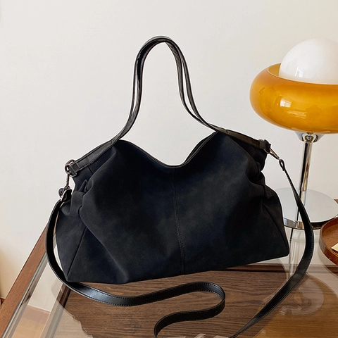 Große Kapazität Matte PU Leder Tragetasche Vintage Weiche Schulter Umhängetasche Für Frauen Täglich Pendeln Arbeit Schule Reisen