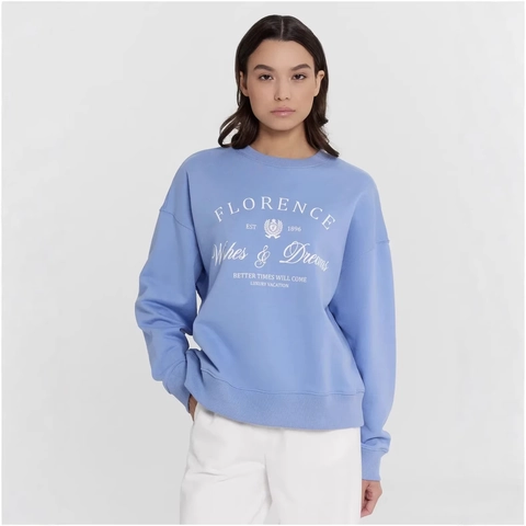 Sudadera de Estilo Vintage Americano para Mujer con Estampado de Letras Pullover Suelto Casual Manga Larga Cuello Redondo