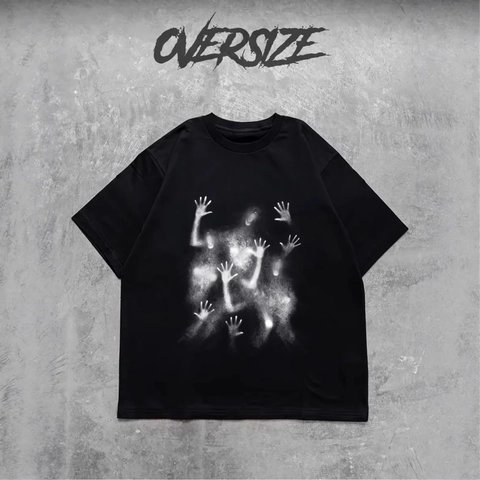 Herren Oversize Baumwolle T-Shirt High Street Style Grafikdruck Kurzarm Rundhals Casual Tee Schwarz Sommer Top
