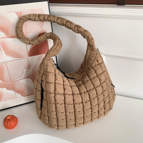 Damen Gesteppte Wolke Tasche Große Kapazität Puffer Tote Bag Street Trend Plissierte Umhängetasche Casual Hobo Handtasche