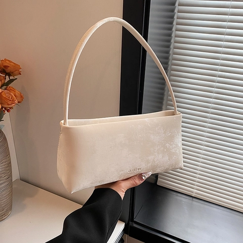Sac sous le bras pour femme en cuir PU à texture mouchetée vintage Sac à bandoulière baguette de style rue Sac à main rectangulaire