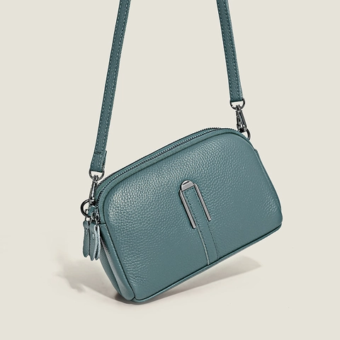 Borsa a Tracolla da Donna in Pelle PU con Motivo Litchi Piccola Borsa Quadrata Urban Minimalista con Doppia Cerniera