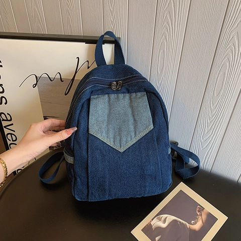 Mode Denim Rucksack Für Damen Koreanischen Stil Patchwork Schultasche Lässig Täglich Reise Kleiner Rucksack