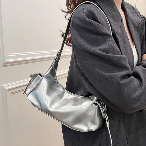Borsa a Spalla Motociclista con Fiocco Stile Y2K alla Moda per Donna Borsa Hobo in Pelle PU Borsa Messenger Ragazza Cool Versatile