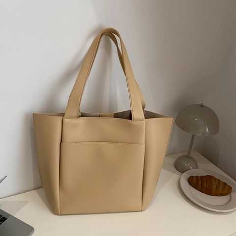 Sac Tote de Mode en Cuir PU de Grande Capacité Avec Motif Litchi Sac à Bandoulière de Banlieue Sac à Main Décontracté