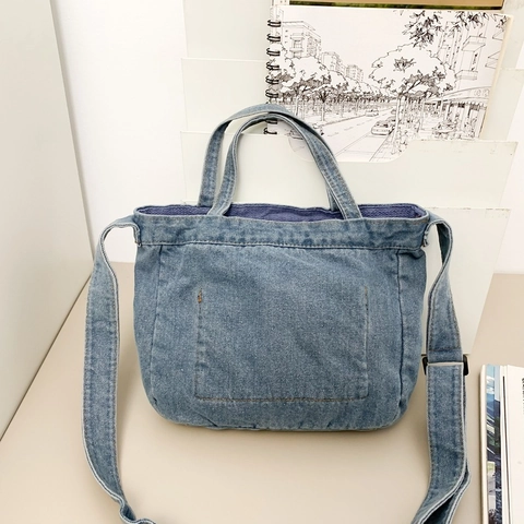Mode Gewaschen Denim Tote Tasche Für Damen Große Kapazität Retro Denim Schulter Umhängetasche Lässige Handtasche Tägliche Reisesatchel