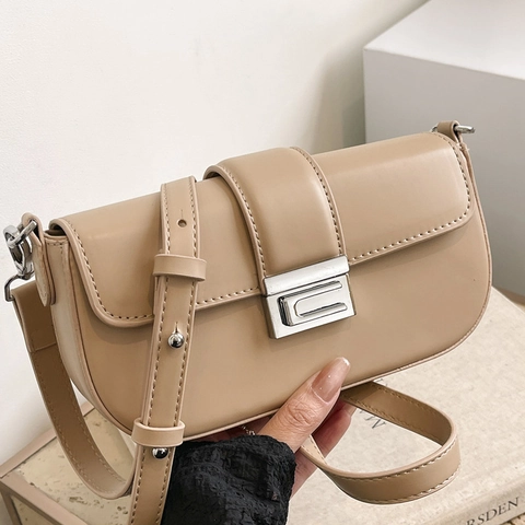 Borsa Sottobraccio in Pelle PU Minimalista alla Moda da Donna Con Tracolla a Catena in Metallo Borsa a Tracolla Quadrata