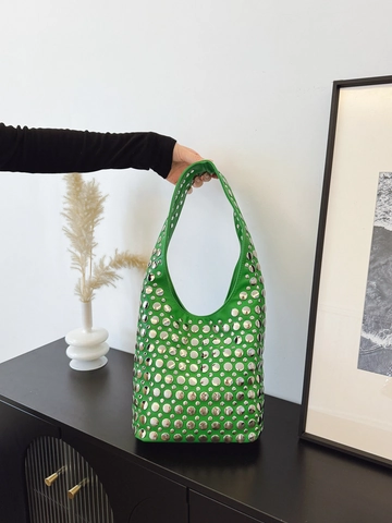 Borsa a Tracolla Rivet Punk alla Moda per Donna Borsa Sottobraccio Hobo in Pelle PU Borsa Tote con Borchie Rotonde Metalliche Borsa Casual Elegante