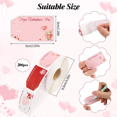 Etichette Regalo di San Valentino Autoadesive Adesivi a Cuore Orsetto Cassetta Postale per Buste Carte Decorazione ZD69
