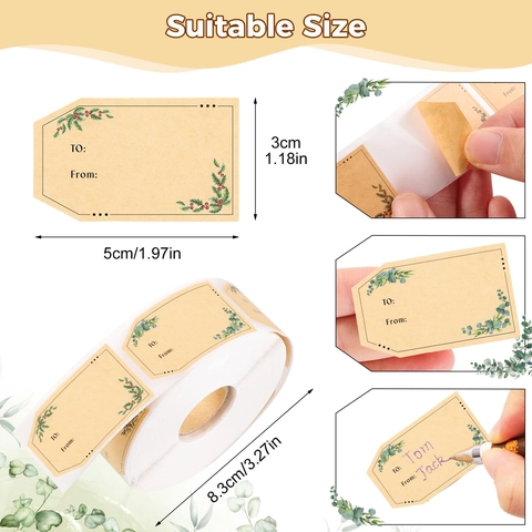 Weihnachten Stechpalmenbeeren Geschenketiketten Selbstklebende Rolle Für DIY Handgeschriebene Geschenkverpackung Name Aufkleber