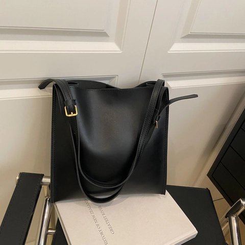 Minimalistisch Dames Grote Capaciteit PU Leer Tote Bag Mode Stiksels Schoudertas Veelzijdige Okseltas Boodschappentas Dagelijks