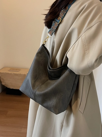 Borsa Tote da Donna in Pelle PU Grande Capacità Alta Qualità Impuntura Borsa a Tracolla Pendolare Con Cinturino Fantasia Borsa Casual