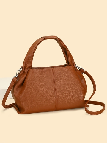 Bolso de Mano de Cuero PU con Patrón de Lichi para Mujer Bolso de Hombro Minimalista Forma de Nube con Correa Ajustable