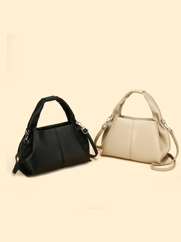 Bolso de Mano de Cuero PU con Patrón de Lichi para Mujer Bolso de Hombro Minimalista Forma de Nube con Correa Ajustable