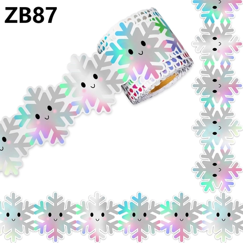 Holographisch Schneeflocke Bulletin Board Bordüre Weihnachten Winter Urlaub Gestanzt Smiley Gesicht Schneeflocke Dekoration Rolle Für Schule Klassenzimmer Haus Tafel Bordürenaufkleber