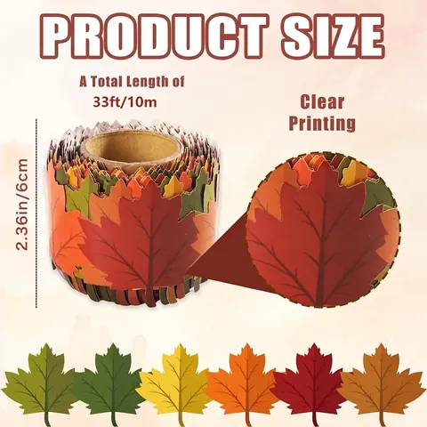 Autumn Maple Leaf Bulletin Board Border Sticker Roll For Classroom Office Decor Thanksgiving Back To School Wall Blackboard Decoration