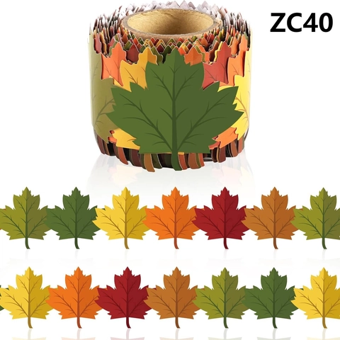 Autumn Maple Leaf Bulletin Board Border Sticker Roll For Classroom Office Decor Thanksgiving Back To School Wall Blackboard Decoration