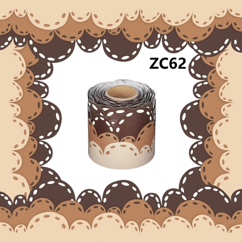 Brown Scalloped Bulletin Board Border Stickers For Classroom Blackboard Decoration School Office Wavy Scalloped Wall Stickers
