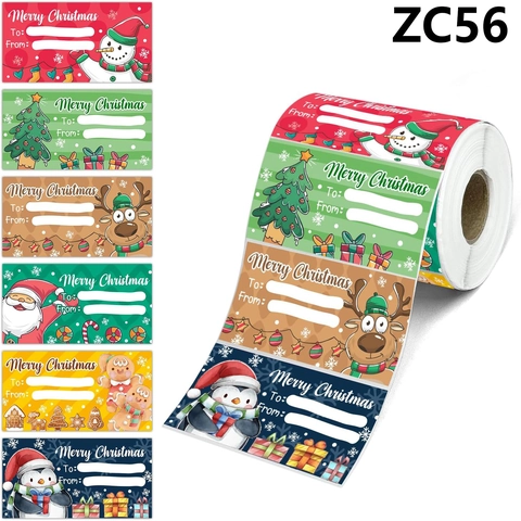Etichette Adesive Festive di Natale Merry Christmas Motivi a Cartoni Animati Sigilli con Area di Scrittura per Confezioni Regalo
