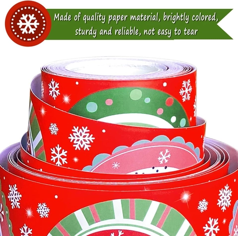 Boho Rainbow Christmas Bulletin Board Border Snowflakes Hearts Xmas Decorative Trim Stickers For Classroom Home Wall Decor