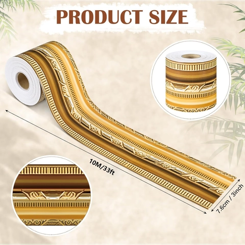 Vintage European 3D Embossed Bulletin Board Border Stickers Self Adhesive Gold Floral Scroll Notice Board Wall Decoration