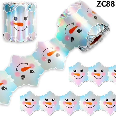 Holographic Christmas Bulletin Board Border Snowflake Snowman Face Die-cut Scalloped Winter Classroom Office Wall Decor Sticker