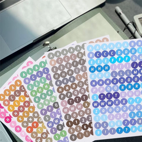 Adesivi Tondi Con Lettere E Numeri In Carta Patinata Etichette Colorate Per Scrapbooking Decorazioni Fai Da Te Scuola Ufficio