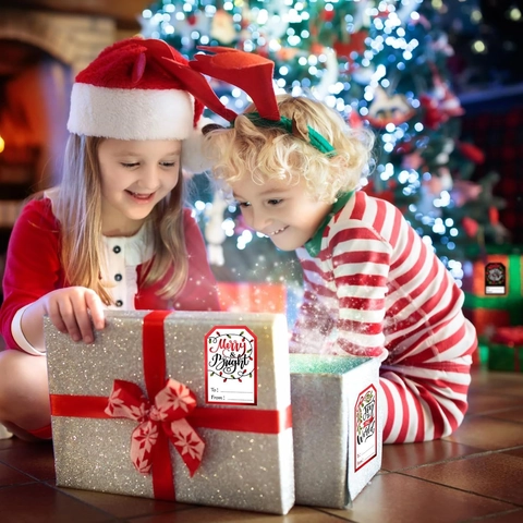 Weihnachtsgeschenk Etiketten Aufkleber Selbstklebend To From Namensschilder Rentier Weihnachtsbaum Muster Für Deko Verpackung