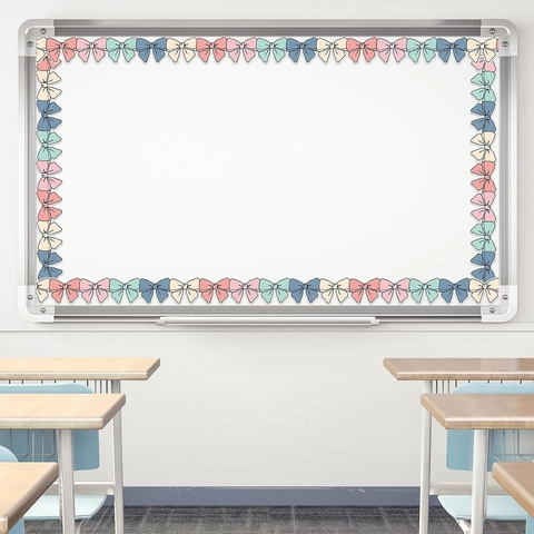Multicolor Bowknot Bulletin Board Border Scalloped Die-Cut Decoration Sticker For Classroom Office Blackboard Decor