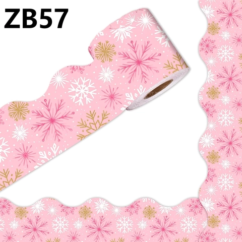 Weihnachten Pinnwand Rand Rosa Gold Schneeflocke Wellenrand Zierleiste Für Klassenzimmer Winter Dekoration Selbstklebende Aufkleber Rolle