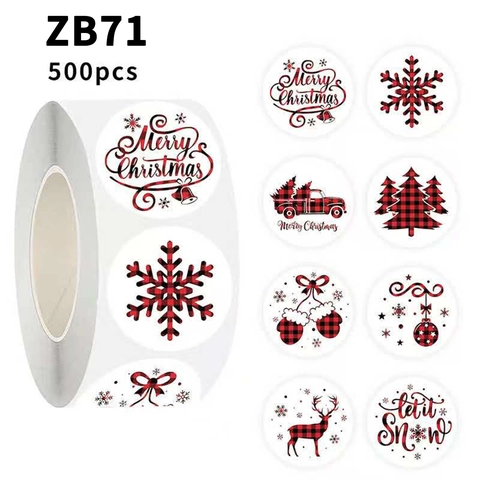 Rouleau Autocollants Noël Carreaux Buffalo Rouge Noir Carreaux Étiquettes Décoratives pour Emballage Cadeau Scrapbooking Fête