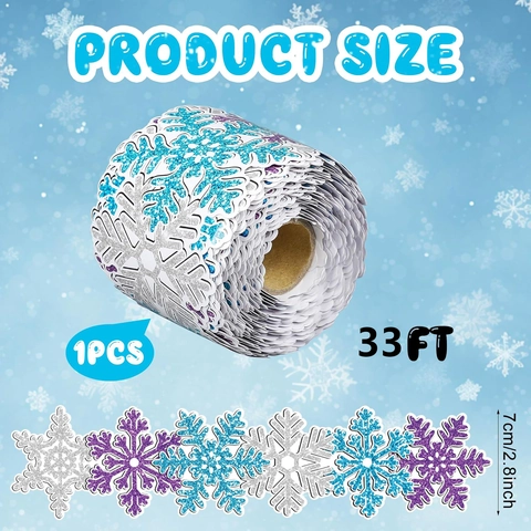 Decorazioni per Bordi della Bacheca a Fiocco di Neve Invernale Glitterata per Aula Ufficio Parete Adesivi di Natale