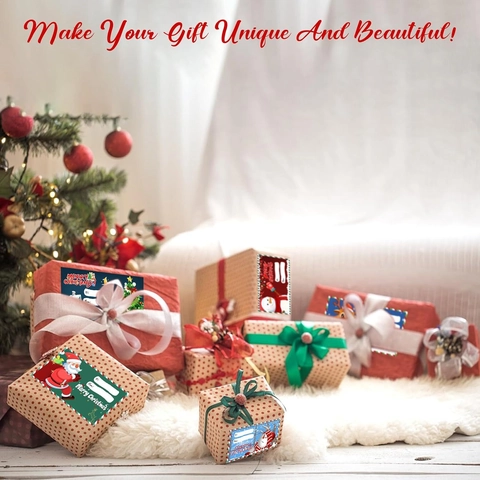 Rotolo di Etichette per Regali di Natale in Carta Patinata Con To From per Decorazione di Confezioni Regalo Natalizie