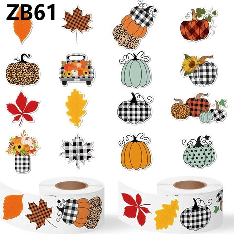Adesivi di Zucca del Ringraziamento Autunnale Impermeabili in Vinile Rotolo Autoadesivo Con Foglia di Acero Girasole per DIY Decorazione