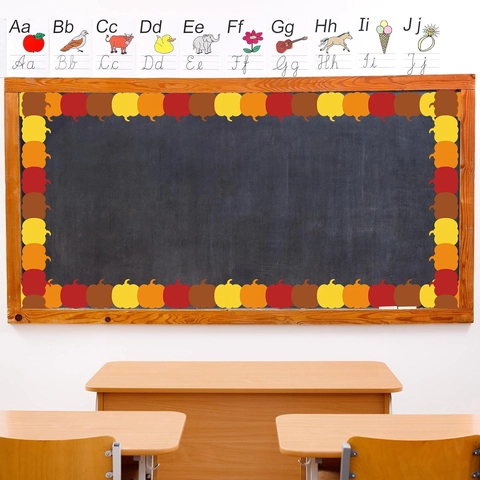 Autumn Pumpkin Die-Cut Bulletin Board Border Trim Thanksgiving Fall Scalloped Borders For School Classroom Office Wall Decoration