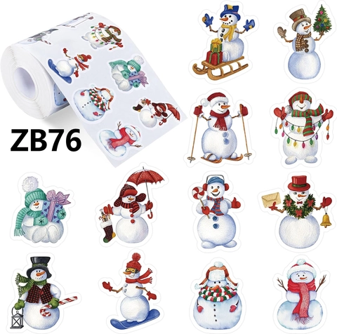 Christmas Snowman Sticker Roll For Holiday Gift Packaging Envelope Sealing Cartoon Decorative Labels Greeting Card Stickers